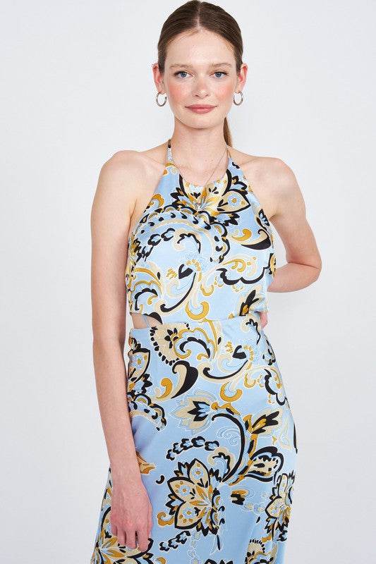 PRINTED HALTER NECK MAXI DRESS - Shop Style & More | Fresh Looks, Everyday Deals & Free Shipping