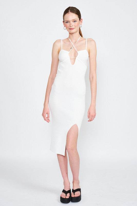 SPAGHETTI STRAP MIDI DRESS WITH SLIT - Shop Style & More | Fresh Looks, Everyday Deals & Free Shipping