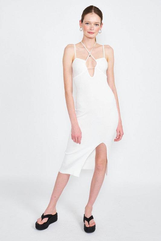 SPAGHETTI STRAP MIDI DRESS WITH SLIT - Shop Style & More | Fresh Looks, Everyday Deals & Free Shipping