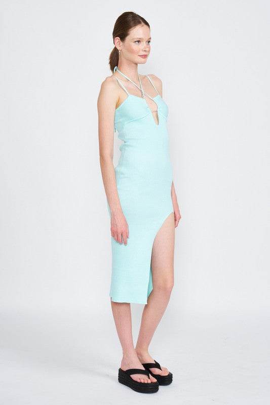 SPAGHETTI STRAP MIDI DRESS WITH SLIT - Shop Style & More | Fresh Looks, Everyday Deals & Free Shipping