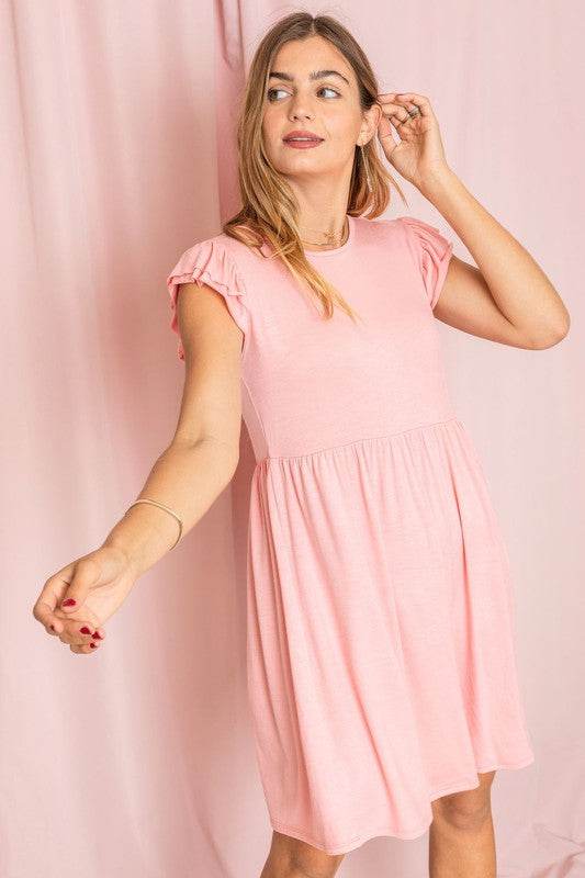 Plus Solid Ruffle Cap Sleeve Midi Dress - Shop Style & More | Fresh Looks, Everyday Deals & Free Shipping