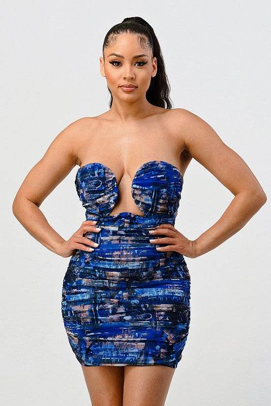 DEEP OCEAN PRINT MINI BODYCON DRESS - Shop Style & More | Fresh Looks, Everyday Deals & Free Shipping