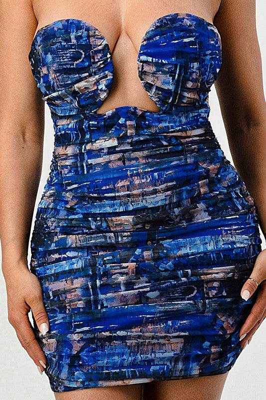 DEEP OCEAN PRINT MINI BODYCON DRESS - Shop Style & More | Fresh Looks, Everyday Deals & Free Shipping