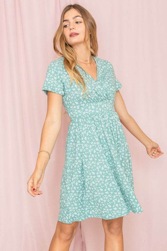 Surplice Ditsy Floral Midi Dress - Shop Style & More | Fresh Looks, Everyday Deals & Free Shipping