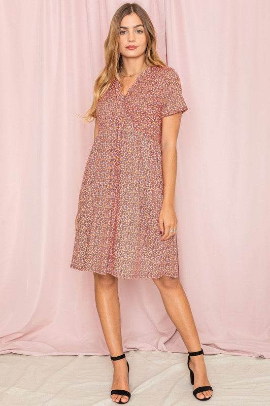 Floral Surplice Ruffle Hem Dress - Shop Style & More | Fresh Looks, Everyday Deals & Free Shipping