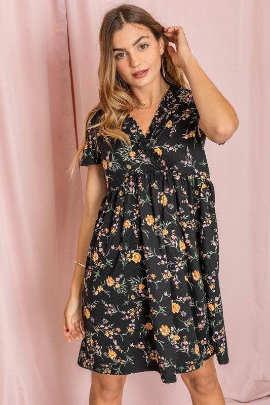 Floral Surplice Ruffle Hem Dress - Shop Style & More | Fresh Looks, Everyday Deals & Free Shipping