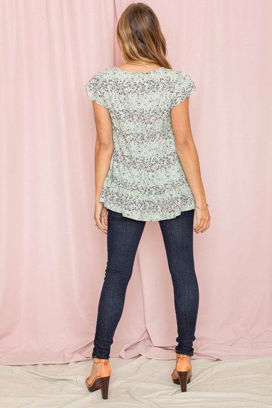 Plus Ditsy Floral Ruffle Hem Blouse - Shop Style & More | Fresh Looks, Everyday Deals & Free Shipping