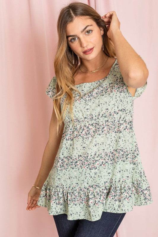 Plus Ditsy Floral Ruffle Hem Blouse - Shop Style & More | Fresh Looks, Everyday Deals & Free Shipping