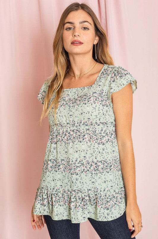 Plus Ditsy Floral Ruffle Hem Blouse - Shop Style & More | Fresh Looks, Everyday Deals & Free Shipping