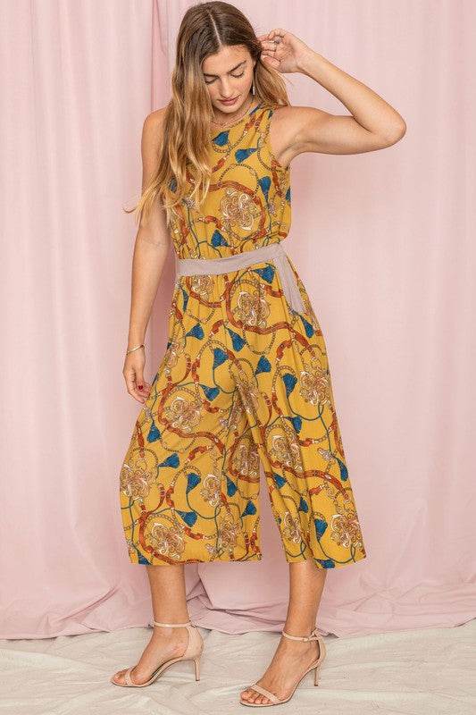 Blouson Chain Tassel Print Cropped Jumpsuit - Shop Style & More | Fresh Looks, Everyday Deals & Free Shipping