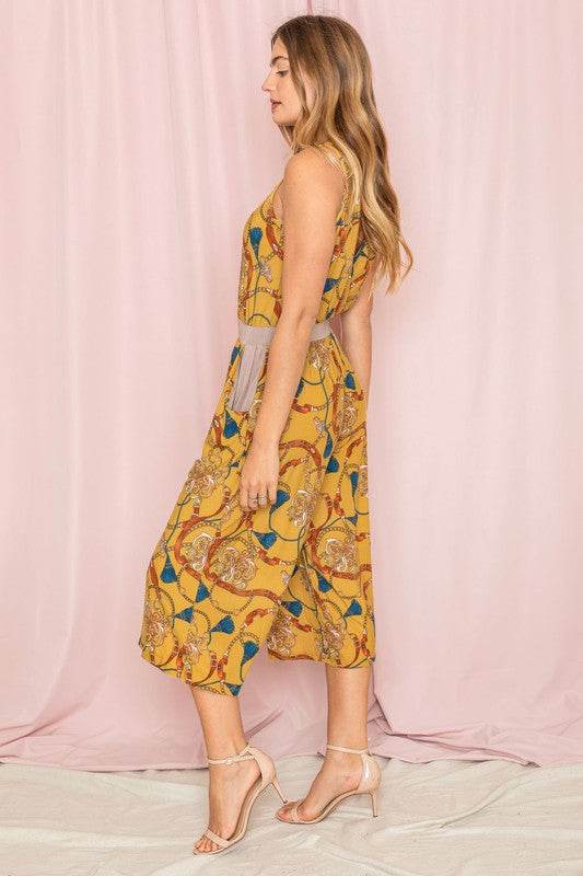 Blouson Chain Tassel Print Cropped Jumpsuit - Shop Style & More | Fresh Looks, Everyday Deals & Free Shipping
