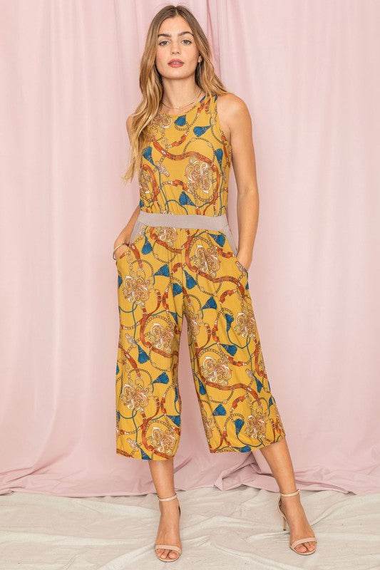 Blouson Chain Tassel Print Cropped Jumpsuit - Shop Style & More | Fresh Looks, Everyday Deals & Free Shipping
