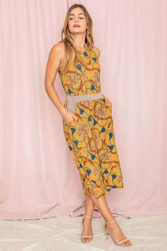 Blouson Chain Tassel Print Cropped Jumpsuit - Shop Style & More | Fresh Looks, Everyday Deals & Free Shipping