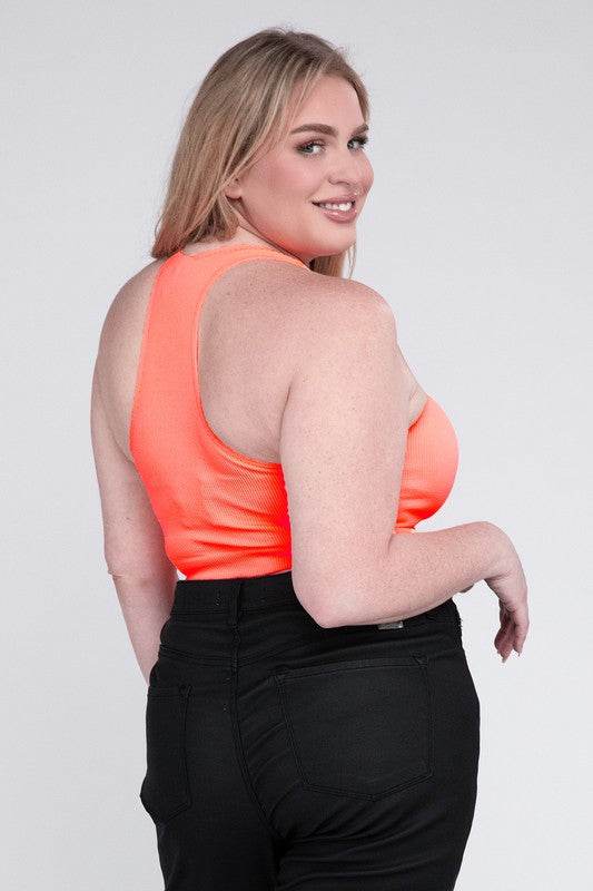 Plus Ribbed Cropped Racerback Tank Top - Shop Style & More | Fresh Looks, Everyday Deals & Free Shipping