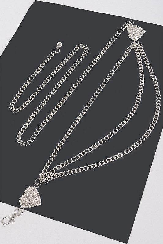 Rhinestone Heart Charm Layer Chain Belt - Shop Style & More | Fresh Looks, Everyday Deals & Free Shipping