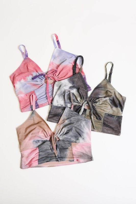 Plus Size Tie Dye Mesh Keyhole Front Brami Top - Shop Style & More | Fresh Looks, Everyday Deals & Free Shipping