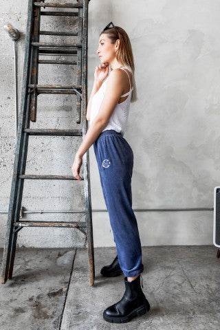 Blue Velour Joggers with Logo Embroidery - Shop Style & More | Fresh Looks, Everyday Deals & Free Shipping