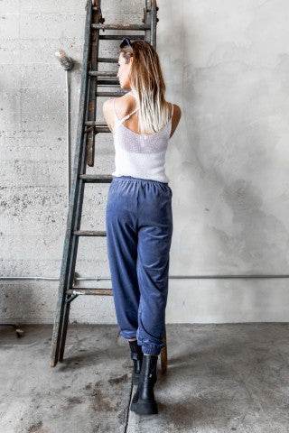 Blue Velour Joggers with Logo Embroidery - Shop Style & More | Fresh Looks, Everyday Deals & Free Shipping