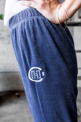 Blue Velour Joggers with Logo Embroidery - Shop Style & More | Fresh Looks, Everyday Deals & Free Shipping