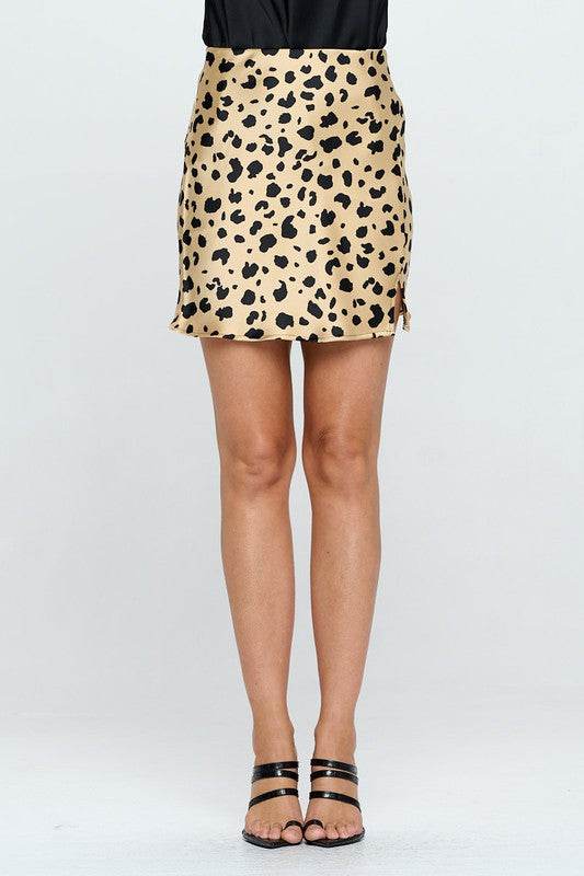 Leopard Print Satin Mini Skirt with Slit - Shop Style & More | Fresh Looks, Everyday Deals & Free Shipping