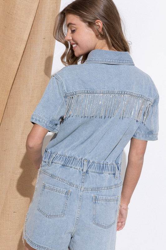 Washed Denim Overall Romper - Shop Style & More | Fresh Looks, Everyday Deals & Free Shipping