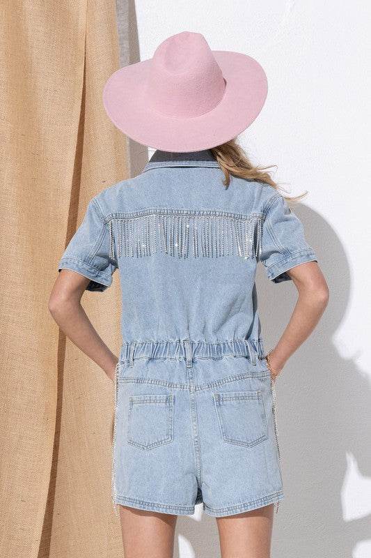 Washed Denim Overall Romper - Shop Style & More | Fresh Looks, Everyday Deals & Free Shipping