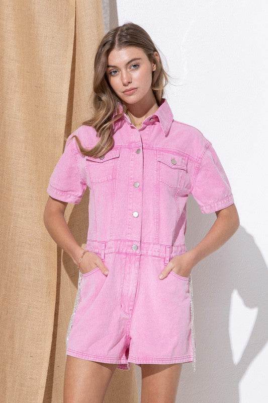 Washed Denim Overall Romper - Shop Style & More | Fresh Looks, Everyday Deals & Free Shipping