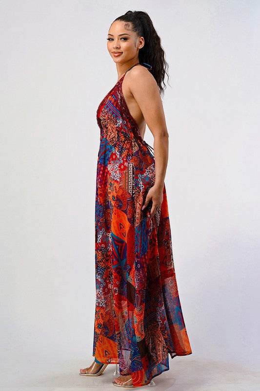 Bohemian print sequin lace trim maxi dress - Shop Style & More | Fresh Looks, Everyday Deals & Free Shipping