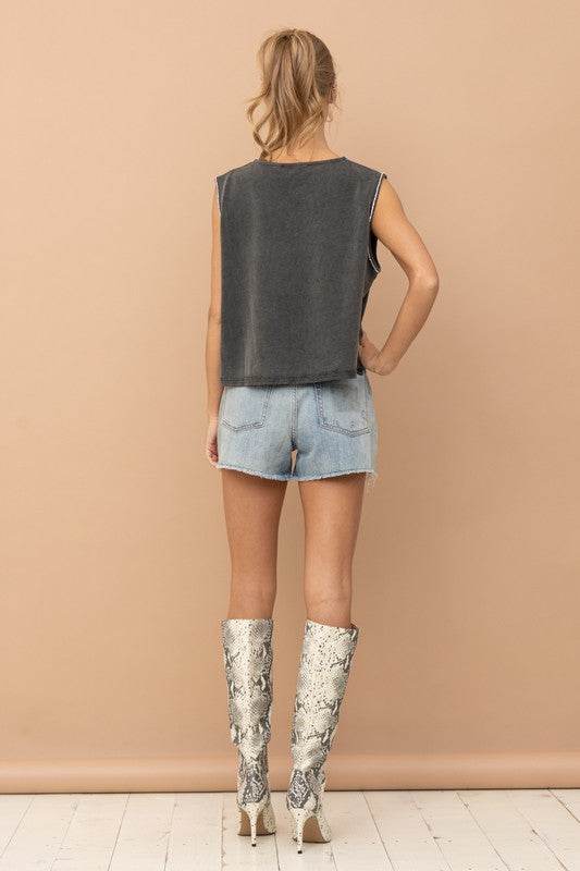 Mineral Washed Rhinestone Tank - Shop Style & More | Fresh Looks, Everyday Deals & Free Shipping