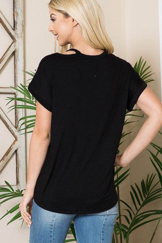 Cold Shoulder Wrap Front Top - Shop Style & More | Fresh Looks, Everyday Deals & Free Shipping