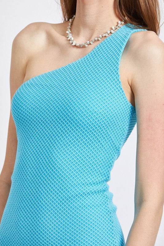 ONE SHOULDER TEXTURED MINI DRESS - Shop Style & More | Fresh Looks, Everyday Deals & Free Shipping
