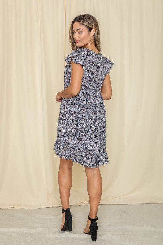 Mix Floral Flutter Sleeve Mini Dress - Shop Style & More | Fresh Looks, Everyday Deals & Free Shipping