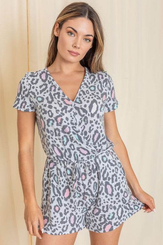 Plus Short Sleeve Animal Print Romper - Shop Style & More | Fresh Looks, Everyday Deals & Free Shipping