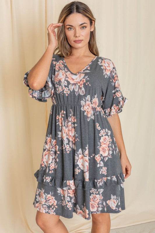 Floral V Neck Ruffle Dress - Shop Style & More | Fresh Looks, Everyday Deals & Free Shipping