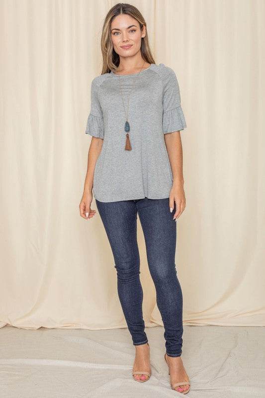 Solid Ruffle Sleeve Top - Shop Style & More | Fresh Looks, Everyday Deals & Free Shipping