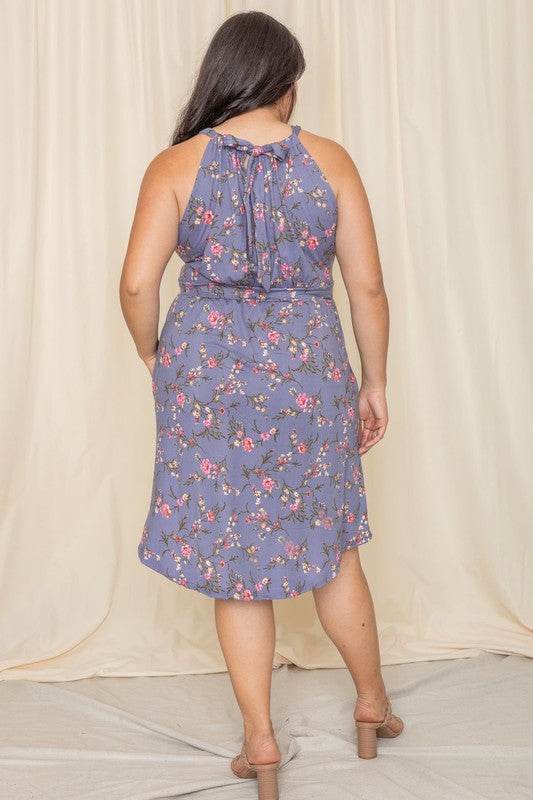 Plus Floral Halter Top Midi Dress - Shop Style & More | Fresh Looks, Everyday Deals & Free Shipping