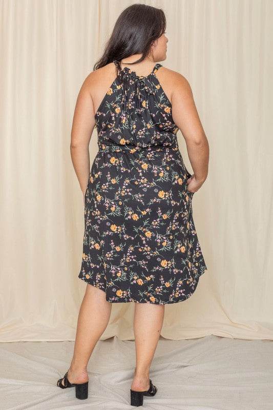 Plus Floral Halter Top Midi Dress - Shop Style & More | Fresh Looks, Everyday Deals & Free Shipping