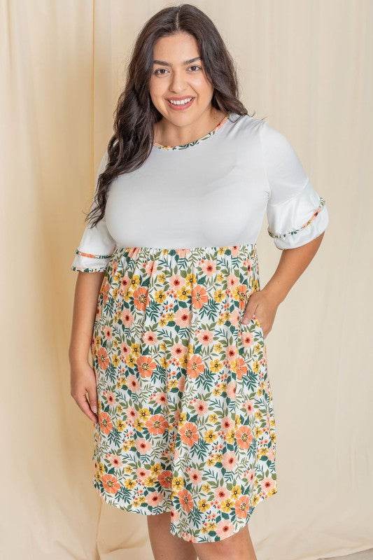 Plus Double Ruffle Sleeve Midi Dress - Shop Style & More | Fresh Looks, Everyday Deals & Free Shipping