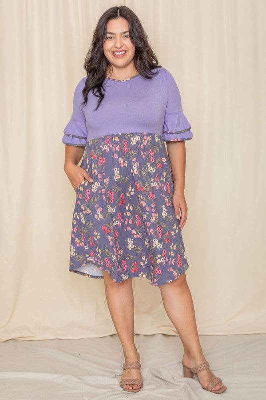 Plus Double Ruffle Sleeve Midi Dress - Shop Style & More | Fresh Looks, Everyday Deals & Free Shipping