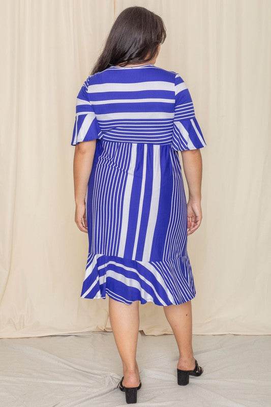 Plus Mix Stripe Ruffle Midi Dress - Shop Style & More | Fresh Looks, Everyday Deals & Free Shipping