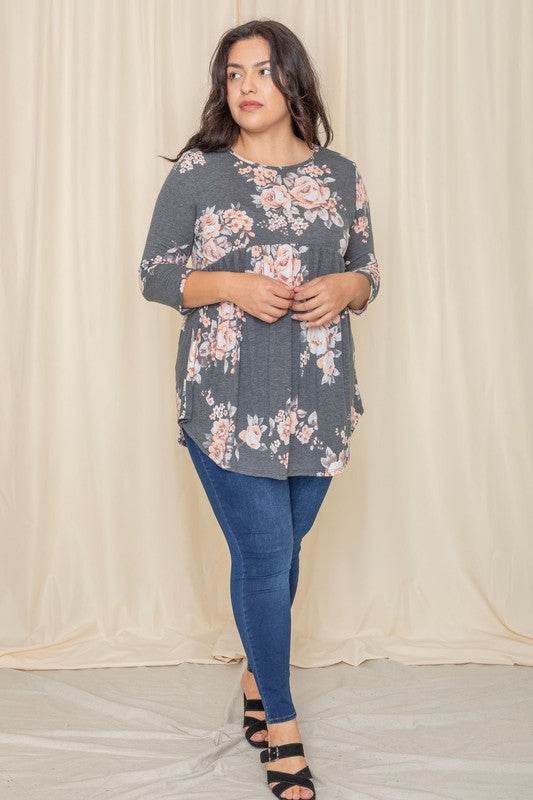 Plus Floral Curved Hem Tunic - Shop Style & More | Fresh Looks, Everyday Deals & Free Shipping