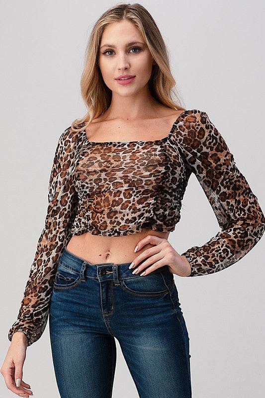 Leopard Mesh Crop Top - Shop Style & More | Fresh Looks, Everyday Deals & Free Shipping