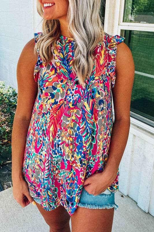 Floral Print Tank Top with Ruffles - Shop Style & More | Fresh Looks, Everyday Deals & Free Shipping