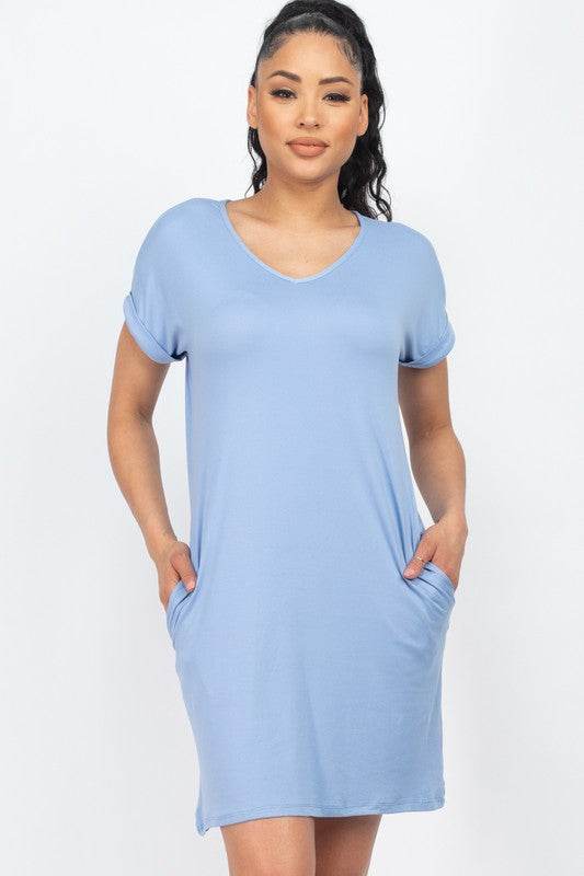 Short Cap Sleeve Pocket Mini T Shirt Dress - Shop Style & More | Fresh Looks, Everyday Deals & Free Shipping