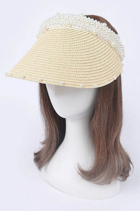 Pearl Accent Straw Visor Sun Hat - Shop Style & More | Fresh Looks, Everyday Deals & Free Shipping