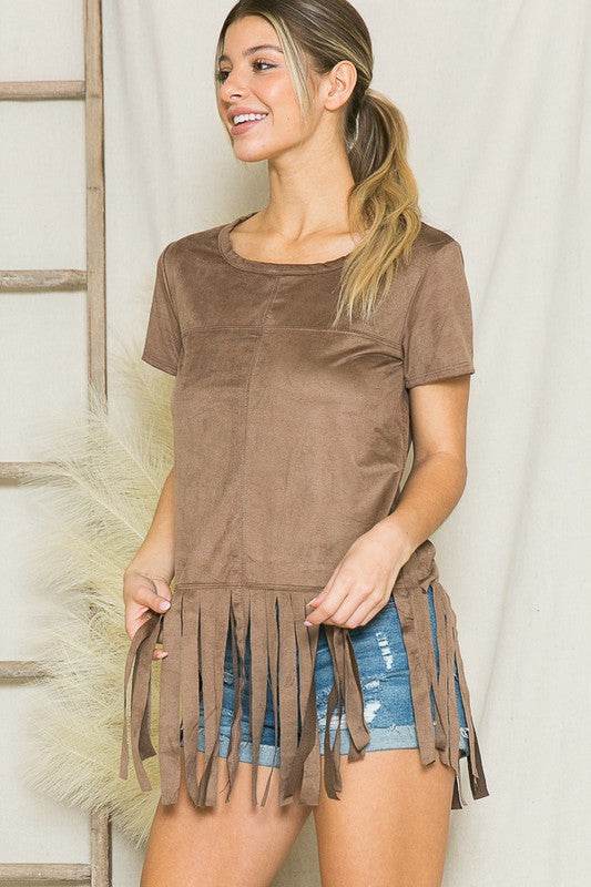 Micro Suede Fringe Top - Shop Style & More | Fresh Looks, Everyday Deals & Free Shipping