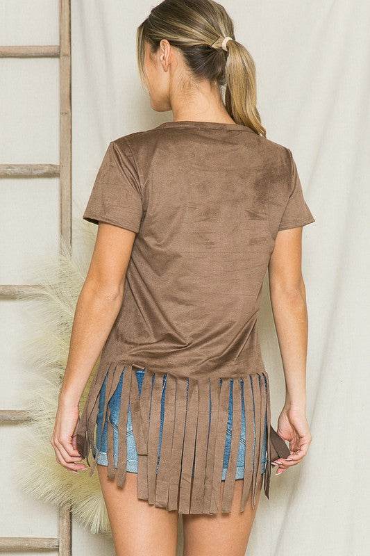 Micro Suede Fringe Top - Shop Style & More | Fresh Looks, Everyday Deals & Free Shipping