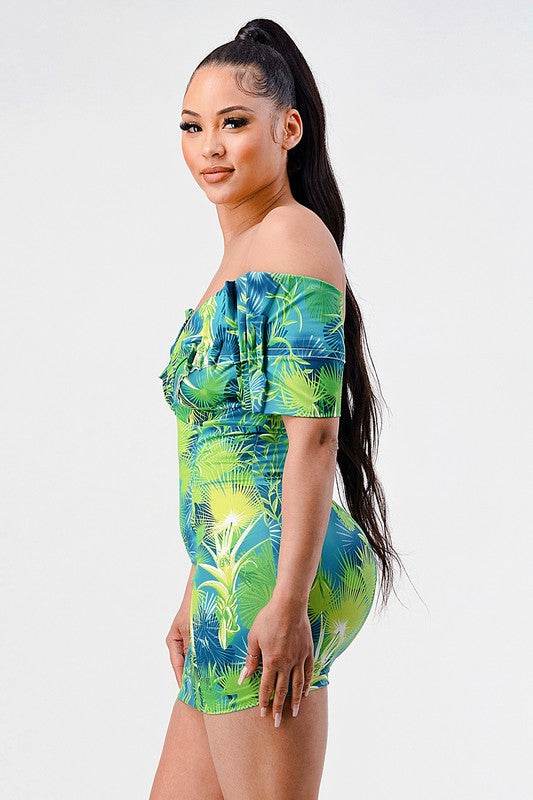 Neon garden off shoulder fitted mini dress - Shop Style & More | Fresh Looks, Everyday Deals & Free Shipping