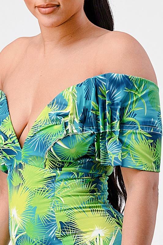 Neon garden off shoulder fitted mini dress - Shop Style & More | Fresh Looks, Everyday Deals & Free Shipping