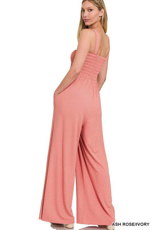 Smocked Top Striped Jumpsuit - Shop Style & More | Fresh Looks, Everyday Deals & Free Shipping